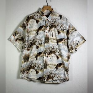 North River Men’s Bass Fishing Print Button-Up Shirt Short Sleeve Men’s Sz XL